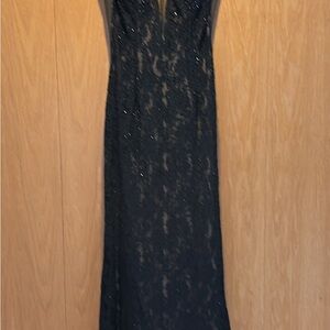 Jovani Black Sequin Lace Maxi Dress
